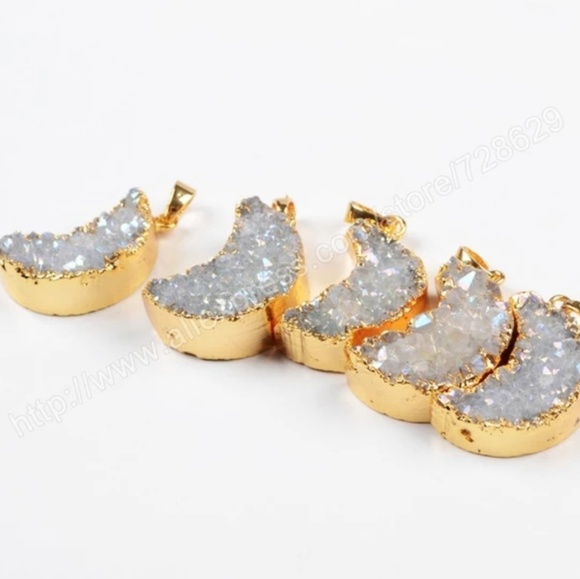 Positive Druzy Gold Dipped Healing Moon Necklace - Picture 4 of 7